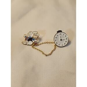 Alice In Wonderland Rabbit & Pocket Watch with Detachable Chain Pin Set 1"